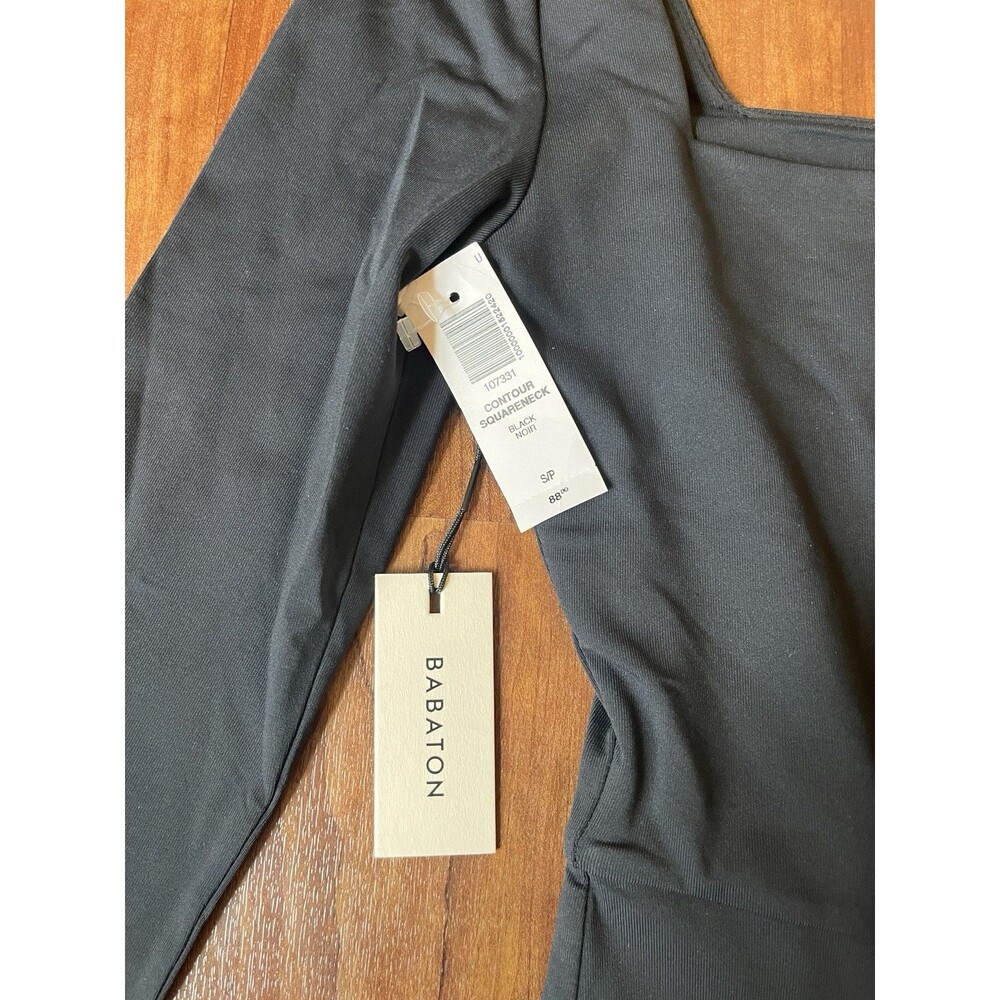 NEW Aritzia Babaton Black Long Sleeve Square Neck Bodycon Jumpsuits Rompers Sz S - Picture 2 of 4